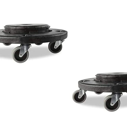 Rubbermaid Commercial Products Brute Twist on/Off Round Dolly, Black, Use with BRUTE Trash Can, Pack of 2