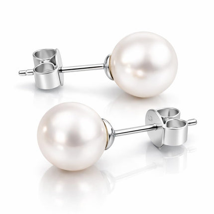 6mm Real Freshwater Pearl Stud Earrings, Hypoallergenic