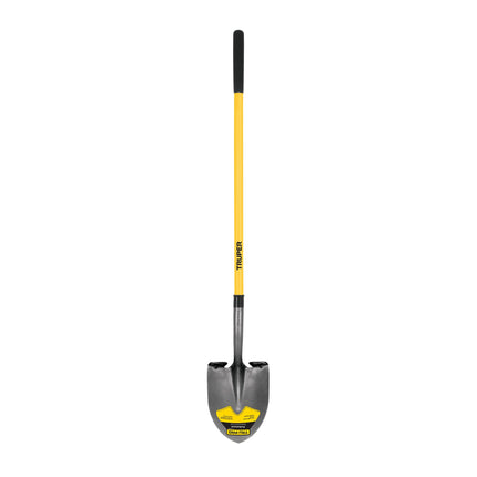 Truper Tru Pro Round-Point Shovel, 48-Inch Fiberglass Handle with 9-Inch Grip, Heavy-Duty Professional Digging & Gardening Shovel (Model PRL-F / 31198)