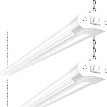 hykolity 2 Pack 4FT Linkable LED Shop Light for Garage, 4400lm, 4FT 42W Utility Light Fixture, 5000K Daylight LED Workbench Light with Plug, Hanging or Surface Mount, White - ETL