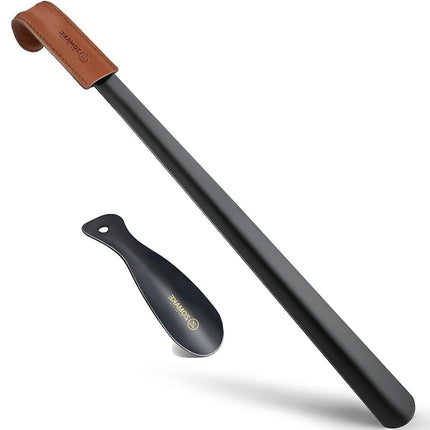 ZOMAKE Long Shoe Horn for Seniors Men,Metal Shoehorn Long handle for Boots 22.8'',Travel Small Shoe Spoon Helper 7.5''