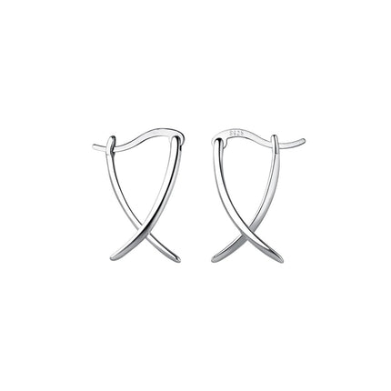 SLUYNZ 925 Sterling Silver X Hoop Earrings for Women Teen Girls Minimalist Hoop Earrings Huggie (A-Sterling Silver)