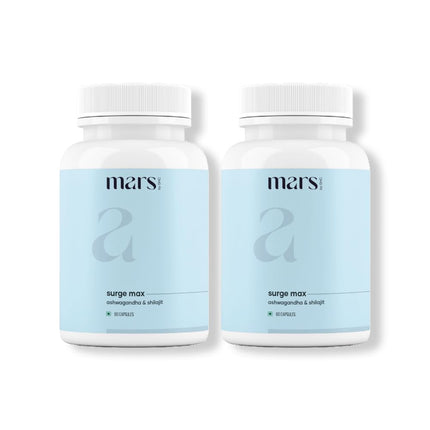 mars by GHC Surgemax Natural Capsules with Shilajit & Safed Musli | Supports Energy, Strength & Immunity | for Active Lifestyle | 120 Capsules | Pack of 2