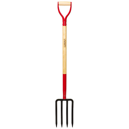 VNIMTI Garden Fork,4-Tine Spading Fork,Compost Fork,Steel Digging Fork,45Inch,Steel Y-Grip,Wooden Handle