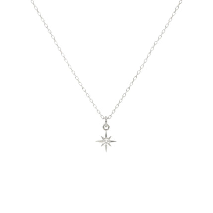 Annika Bella North Star Necklace, Cubic Zirconia Pendant, Silver Chain Necklace, Celestial Jewelry for Women, Gift for Her (1pc)
