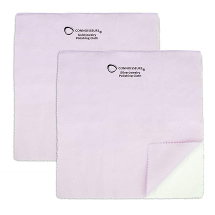 CONNOISSEURS Premium Edition Extra Large Polishing Cloth Bundle for Silver & Gold Jewelry - Ultrasoft Fabric with Anti-Tarnish Formula - (2 Pack) 14x14 Inches