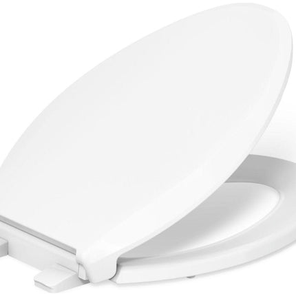 Kohler 4636-RL-0 Cachet ReadyLatch Elongated Slow Close Toilet Seat, Soft Close Quiet Lid, Contoured Grip-Tight Bumpers Installation Hardware, Apartment Essentials, White