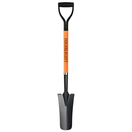HIGHLIGHT Drain Spade Shovel 45Inch Orange Fiberglass D Grip Trench Digging
