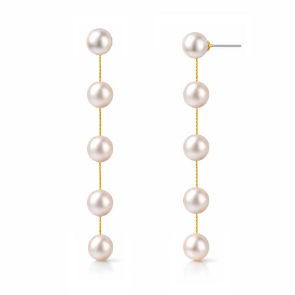 Freshwater Genuine Baroque White Pearl Dangle Earrings for Women