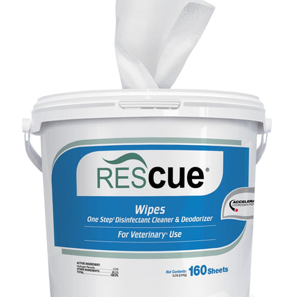 REScue One-Step Disinfectant Cleaner & Deodorizer Wipes for Vet Use – Cleaner for Kennels, Litter Boxes, Vet Offices, Pet Grooming Surfaces – Extra Large, 160-Count Wipes Bucket (1 Pack)