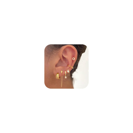 ISUEVA 14K Gold Silver Zircon Flatback Earrings For Women Earring Stacks