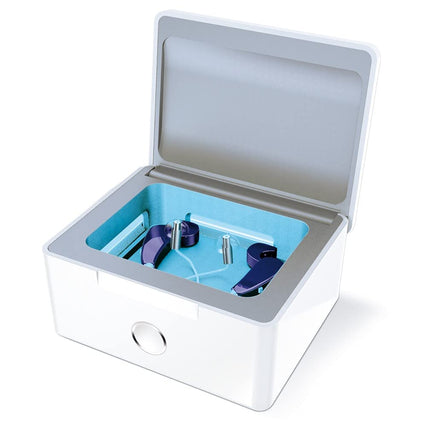PerfectDry LUX | World's Fastest Hearing Aid Dryer, Dehumidifier Accessory | UV-C Ultraviolet Light Box Kit | Removes Sweat & Moisture from Hearing Aids, Wireless Earbuds, Ear Amplifiers