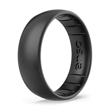 Enso Rings Classic Elements Silicone Ring Infused with Precious Elements – Wedding Engagement Band – 6.6mm Wide, 1.75mm Thick - Premium Black Pearl Infused Silicone Ring – Size 8