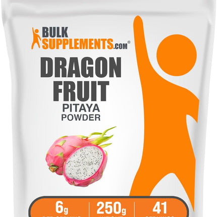 BulkSupplements.com Dragon Fruit Powder - Dragon Fruit Supplement, Pink Pitaya Powder - Gluten Free, 6g per Serving, 250g (8.8 oz) (Pack of 1)