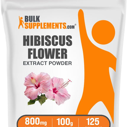 BulkSupplements.com Hibiscus Flower Extract Powder - Hibiscus Supplement, Hibiscus Extract, Herbal Supplement - Vegan & Gluten Free, 800mg per Serving, 100g (3.5 oz) (Pack of 1)