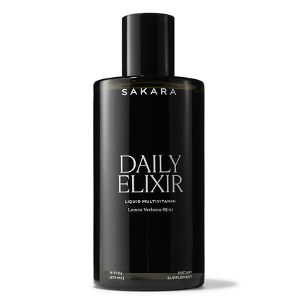 SAKARA Daily Elixir Liquid Multivitamin – High-Absorption Plant-Based Vitamins & Minerals for Energy, Skin, Hair & Nail Health with Vitamin E, Selenium & Folate, Sugar-Free Lemon Verbena Mint, 16fl oz
