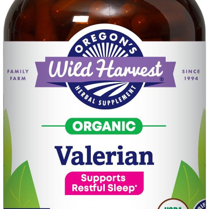 Oregon's Wild Harvest Non-GMO Organic Valerian Capsules Non Habit Forming Herbal Sleep Aid, Melatonin Free, 180Count