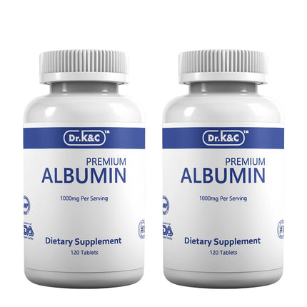 Dr.K&C Premium Albumin Protein Supplement 1000mg, 2 Bottles (120 Tablets Each), Daily Energy & Wellness Support