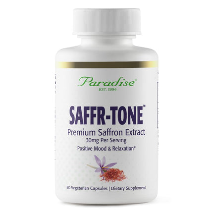 Paradise Herbs Saffr-Tone, Saffron Extract, Active Whole Spectrum Extract, Super Potent, Ultra Pure, Vegan, Non-GMO, Gluten Free, 60 Vegetarian Capsules