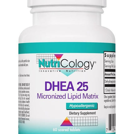 NutriCology DHEA 25 mg - Micronized Lipid Matrix Tablets - Hormone & Vitality Support - Enhanced Absorption Formula - Hypoallergenic - 60 Servings - 60 Tablets