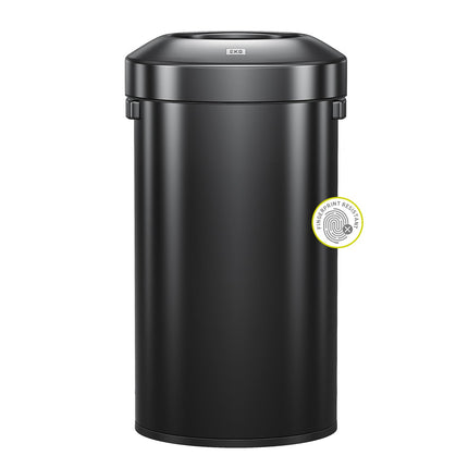 EKO Urban 32 Gallon Round Black Stainless Steel Open Top Waste Bin, Tall Commercial Trash Can for Indoor/Outdoor, Extra Large Metal Garbage Bin for Office, Restaurant, Restroom,120L