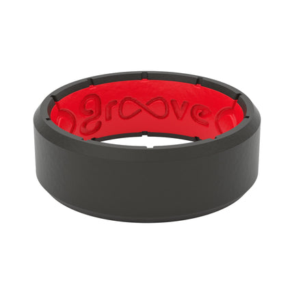 Groove Life Silicone Ring for Men, Rubber Wedding Band, Edge Black/Red 11