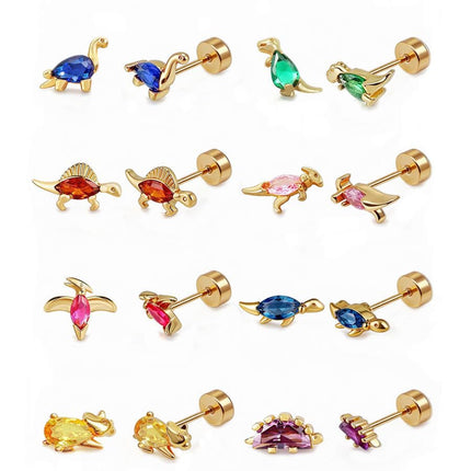Ngiftey 8 Pairs Screw Back Stud Earrings, Gold Plated
