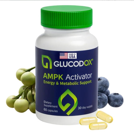 GlucodOX AMPK Activator Supplement – AMPK Enzyme, Metabolism Booster, Guggul Supplement for Body Management & Longevity – Vegan Metabolic Support - 30 Day Supply (60 Capsules)
