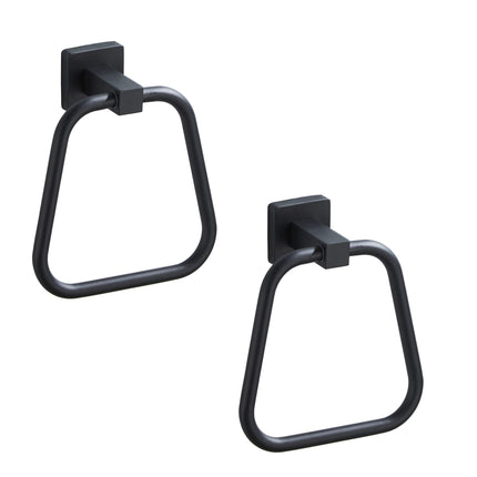 Matte Black Towel Ring for Bathroom 2 Pack, Kitchen Bath Towel Holder Hangers Wall Mount Heavy Duty Stainless Steel