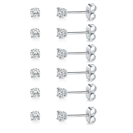 MDFUN Stud Earrings for Women Hypoallergenic Cubic Zirconia Earring 3MM