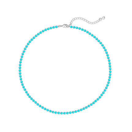 Luxval Turquoise Necklaces for Women Silver Tennis Necklaces Western Turquoise Boho Necklace Beach Summer Everyday Western Jewelry Gifts