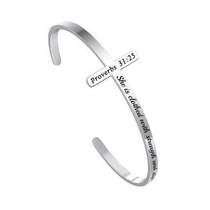 M MOOHAM Silver Cross Bracelet, Christian Gifts for Women