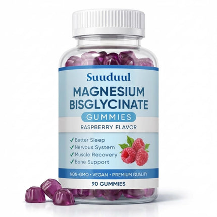 Magnesium Bisglycinate Gummies, 400mg High Absorption Magnesium Supplement, Raspberry Flavor, Supports Muscle & Nerve Function, Relaxation & Daily Wellness, Vegan, 90 Gummies