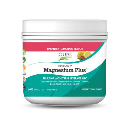 Pure Essence Labs Ionic Fizz Magnesium Plus, Anti-Stress Supplement Drink Powder, Gluten Free and Non-GMO Magnesium Powder (Raspberry Lemonade, 6.03 Ounce (Pack of 1))