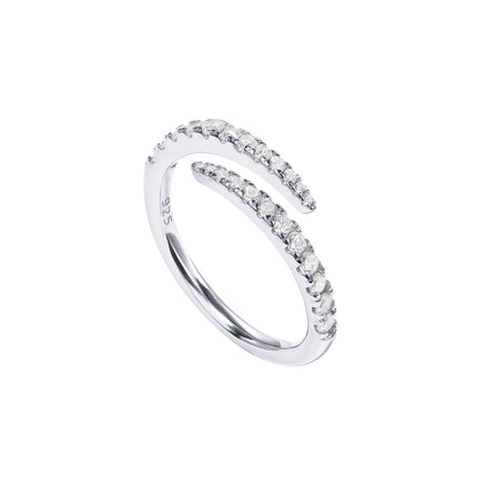PAVOI 14K Gold Plated CZ Open Twist Eternity Band for Women, White Gold