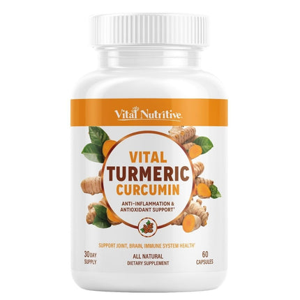 Vital Turmeric Curcumin Supplement – 1310 mg Blend with 95% Curcuminoids & Curcumin with Black Pepper – Joint, Brain, Immune & Anti-Aging Support – Non-GMO, Gluten-Free – 30 Day Supply