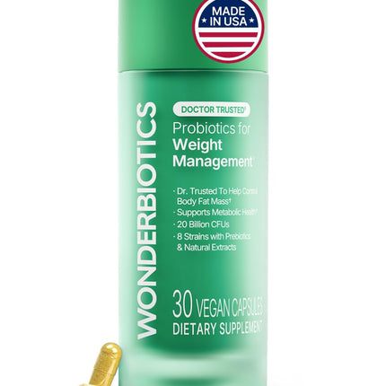 WonderBiotics Weight Management Probiotics - Appetite Suppressant, GLP-1 Support Supplement - Dihydroberberine + 20 Billion CFU 8 Clinically Strains, Bloating & Digestive Relief, Belly Fat - 30 CT