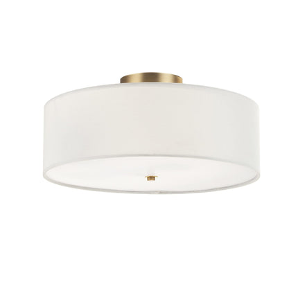 Globe Electric 2-Light Flush Mount Ceiling Light, Matte Brass Finish, White Linen Shade, E26 Base, Dimmable, Minimalist Home Lighting, 60998