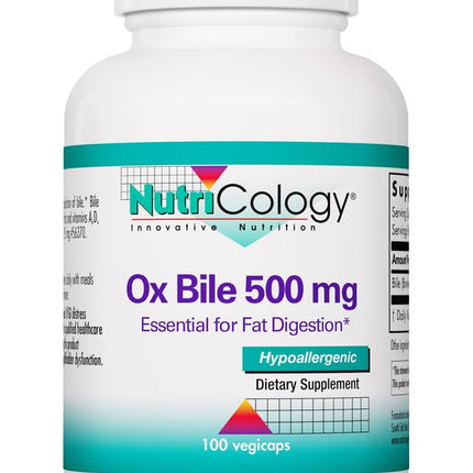 NutriCology Ox Bile 500 mg - Supports Fat Digestion - 500 mg Concentrated Bile Salts per Serving - Hypoallergenic & Vegetarian - 180 Servings - 180 Capsules
