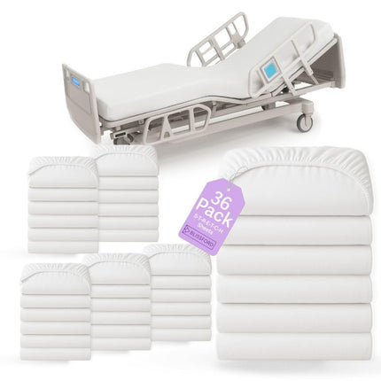 BLISSFORD 36 Pack Fitted Hospital Bed Sheets for Home Use, 36 x 84 x 12