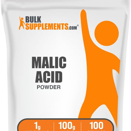BulkSupplements.com Malic Acid Powder - L-Malic Acid, Dietary Supplement - Food Grade, Pure & Gluten Free, 1g per Serving, 100g (3.5 oz) (Pack of 1)