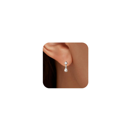LOVECOM 925 Sterling Silver Cubic Zirconia Small Dangle Earrings for Women
