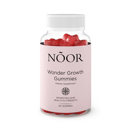 NOOR HAIR Wonder Growth Gummies for Women - Natural Hair Growth Supplement with Folate, B12, Biotin, & Zinc. Supports Hair Regrowth, Thicker Hair. Reduced Shedding - 1 Month Supply