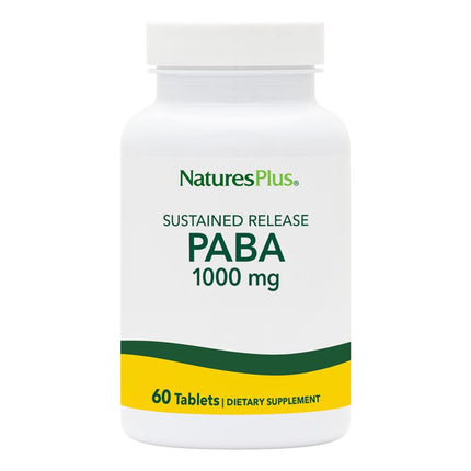 NaturesPlus PABA - 1000 mg, 60 Sustained Release Tablets - Skin Health Support Supplement - Promotes Energy & Digestive Wellness - Gluten Free - 60 Servings