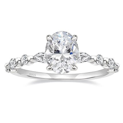 EAMTI 925 Sterling Silver Engagement Rings for Women Oval Cutn Size 6.5