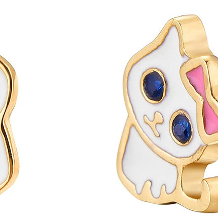 18k Gold Plated Screw Back Kitten Stud Hypoallergenic Earrings for Kids, Baby, Toddler, Little Girls with Surgical Steel Post for Ultra Sensitive Ears with Secure Safety Screwback (Gold Toned Kitten)