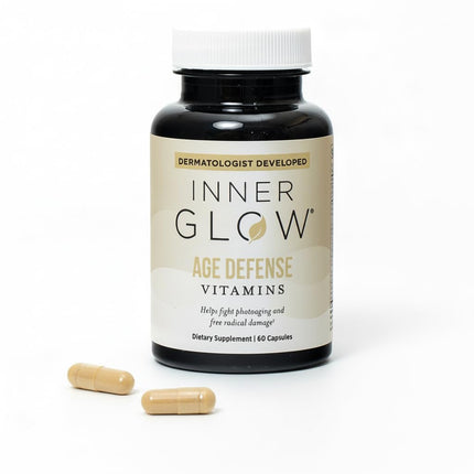 Inner Glow Age Defense Vitamins - Dermatologist and Plastic Surgeon Developed, Antioxidant Skin Support, Polypodium Leucotomos Formula, Vegan, Gluten‑Free — 60 Capsules