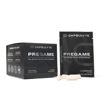CAPSULYTE Pregame | Prevent Feeling Awful After Drinking | Alcohol Aid and Liver Health | Doctor Formulated | DHM, N-Acetyl Cysteine NAC, Milk Thistle (14 Doses, 56 Capsules)
