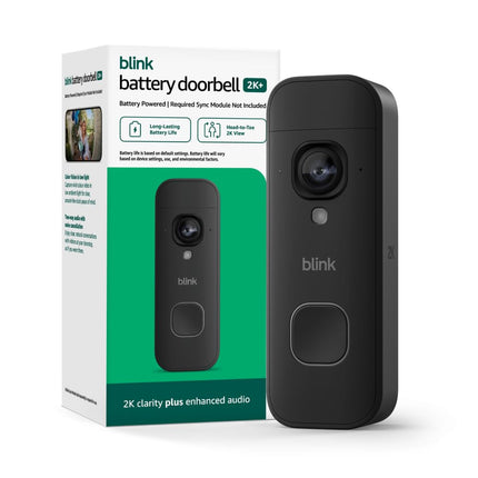 Blink Battery Doorbell 2K+ (newest model) — Wireless video doorbell, 2K resolution, enhanced audio. Required Sync Module not included – Add-On (Black)