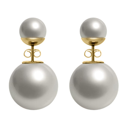 HighSpark Double Sided Pearl Earrings - Pearl Front Back Earrings - Many Styles - Stunning Gift - GD-White